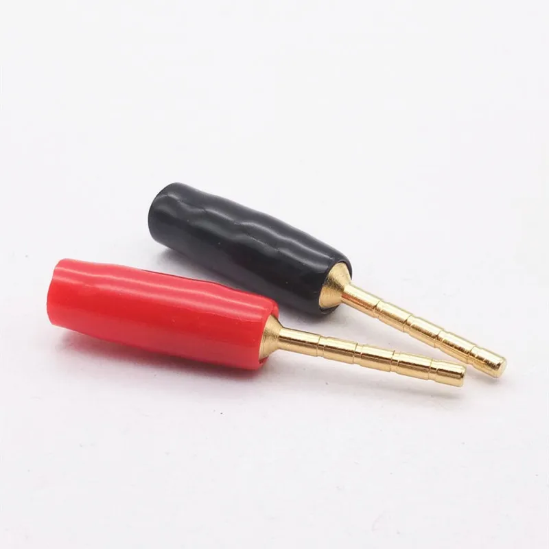 4pcs/lot 2MM Banana Plug 24K Gold Plated Copper Straight pin plug speaker clip cord speaker plug Connector + PVC rubber