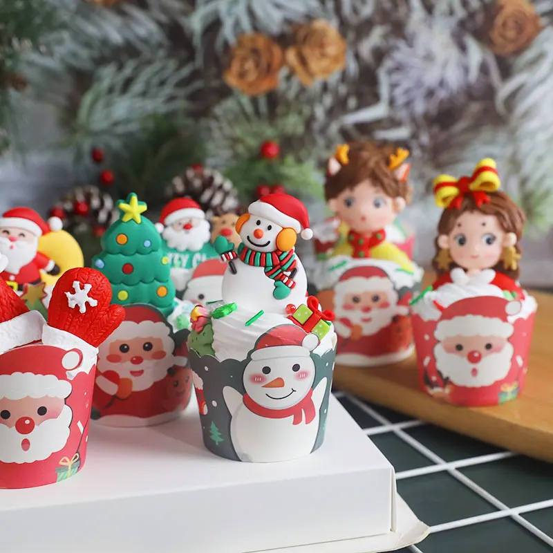 50Pcs Christmas Cupcake Paper Cups Home Christmas Cake Decorations Muffin Cupcake Liners Merry Christmas Cake Mold Baking Cup