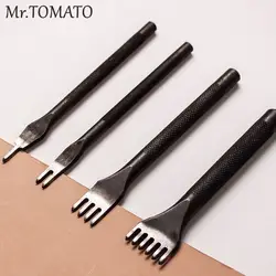 Mr. tomato Leather Craft Hole Punch leather craft Tools Diamond Point Black Pricking Iron Leather Chisel Stitching Toosl 3/4mm