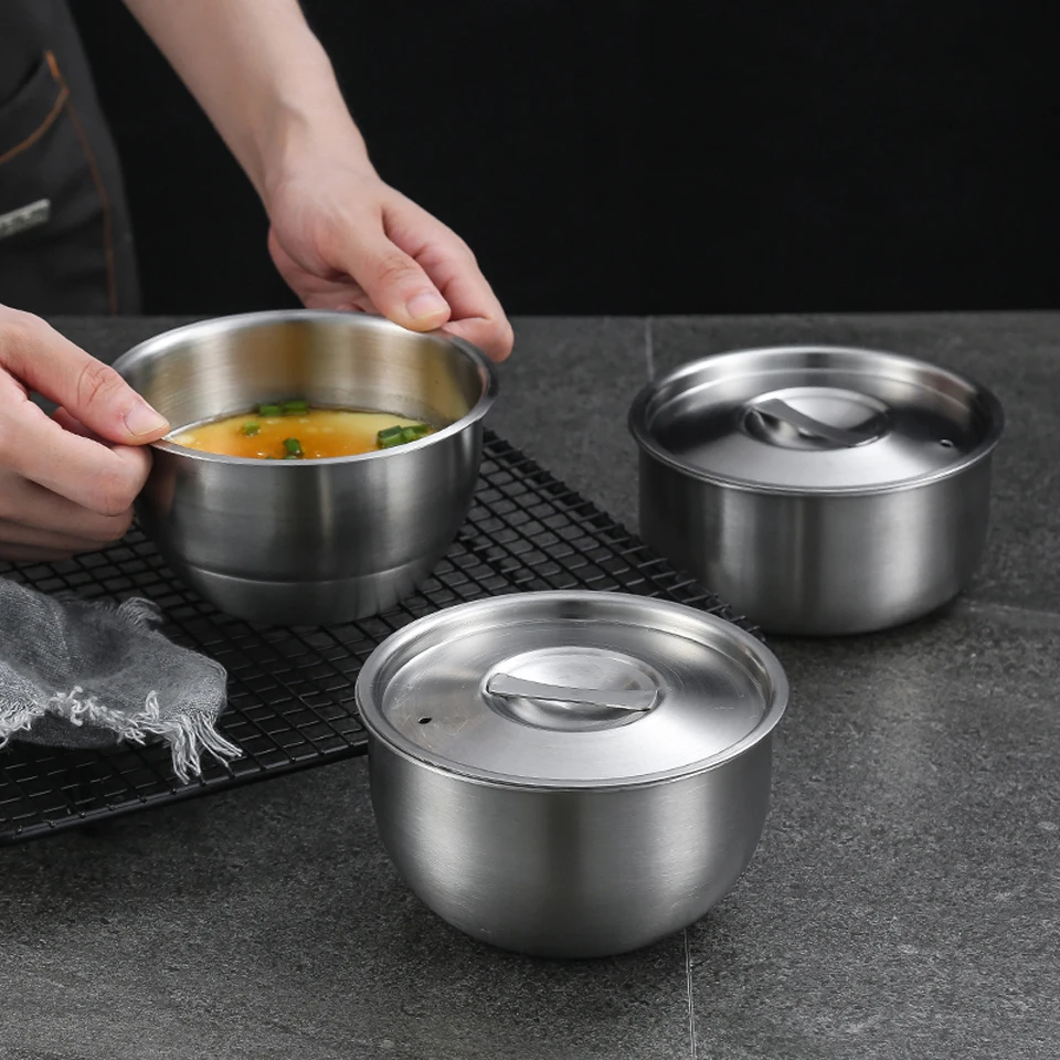 Restaurant 304 Stainless Steel Steamed Egg Bowl Household Children's Baby Custard Baby Food Supplement Soup Bowl With Lid