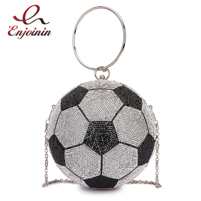 Luxury Football Diamond Ball Design Women Party Purses and Handbag Female Totes Shoulder Chain Bag Basketball Bag Clutch Bags