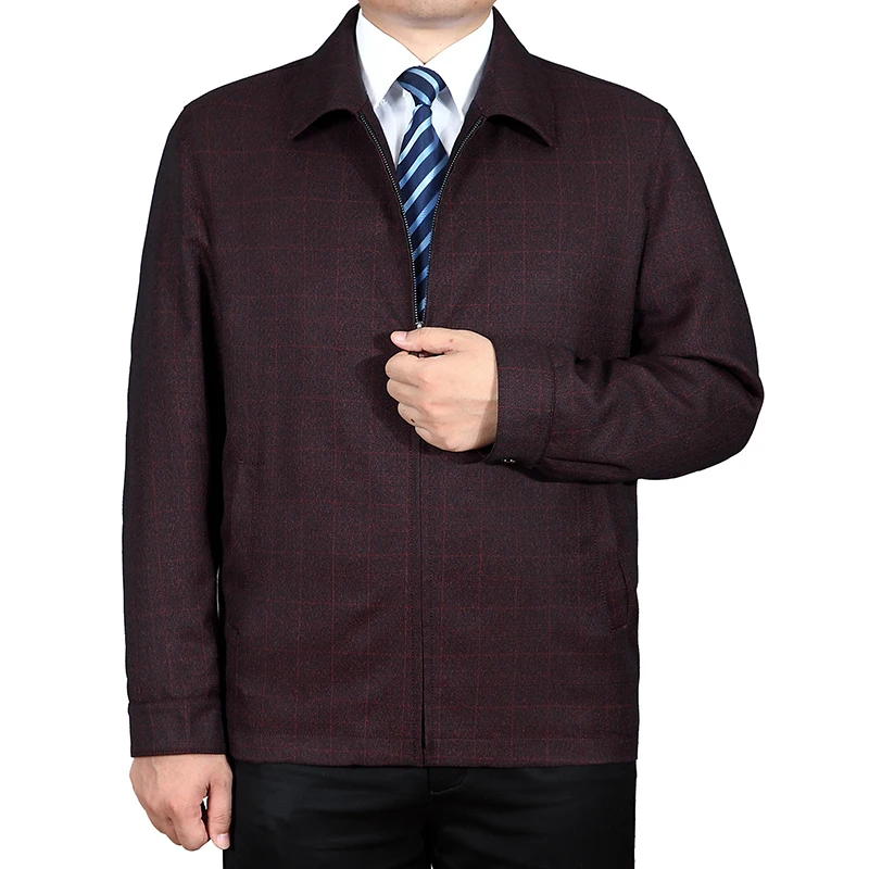 

Men's High Quality Casual Jacket Men Fashion Solid color Plaid Coats 50% Off Male Turn-down Collar Overcoat