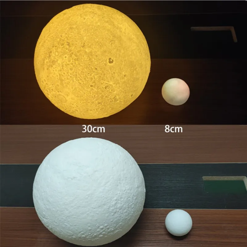 ثلاثية الأبعاد LED الطباعة ليلة القمر ضوء Led حماية العين جهاز التحكم عن بُعد المُزوّد بخاصية اللمس الاستشعار البلاستيكية USB الملونة الإبداعية هدية