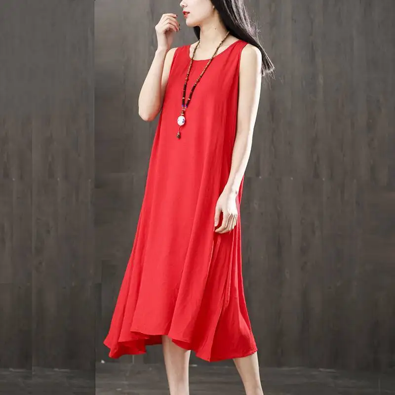 Solid Sleeveless Elegant Casual Loose Long Dress Women 2022 Long Dresses Summer Beach Holiday Home Vest Maxi Dress