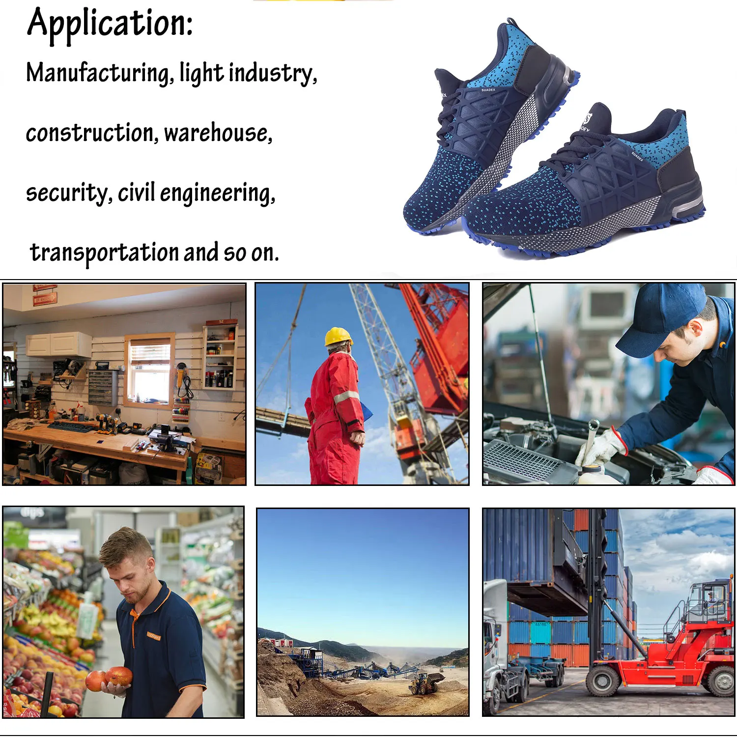 SUADEX-zapatos de seguridad transpirables para hombre y mujer, botas con punta de acero, antigolpes, ligeros, talla Europea 37-48