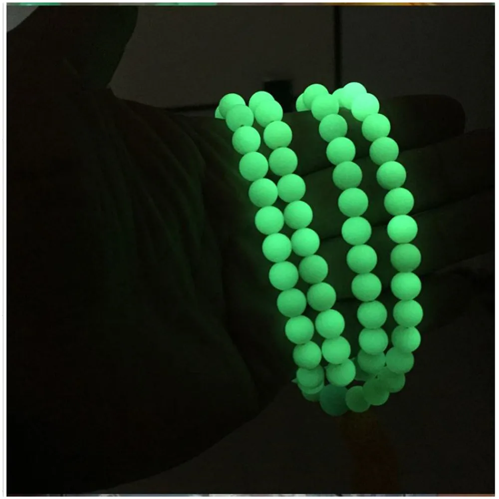 

Natural Luminous Stone Glowing Jade Green Bracelet Jadite 108Beads Bangles Exquisite Healing Jewelry Necklaces Accesso