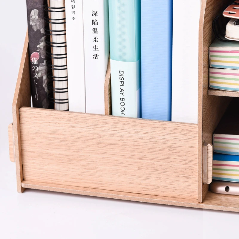 Wooden File Rack Storage Box Large Capacity Thickened File Folder Bussiness Office Supplies Desk Organizer Pen Holder Folder