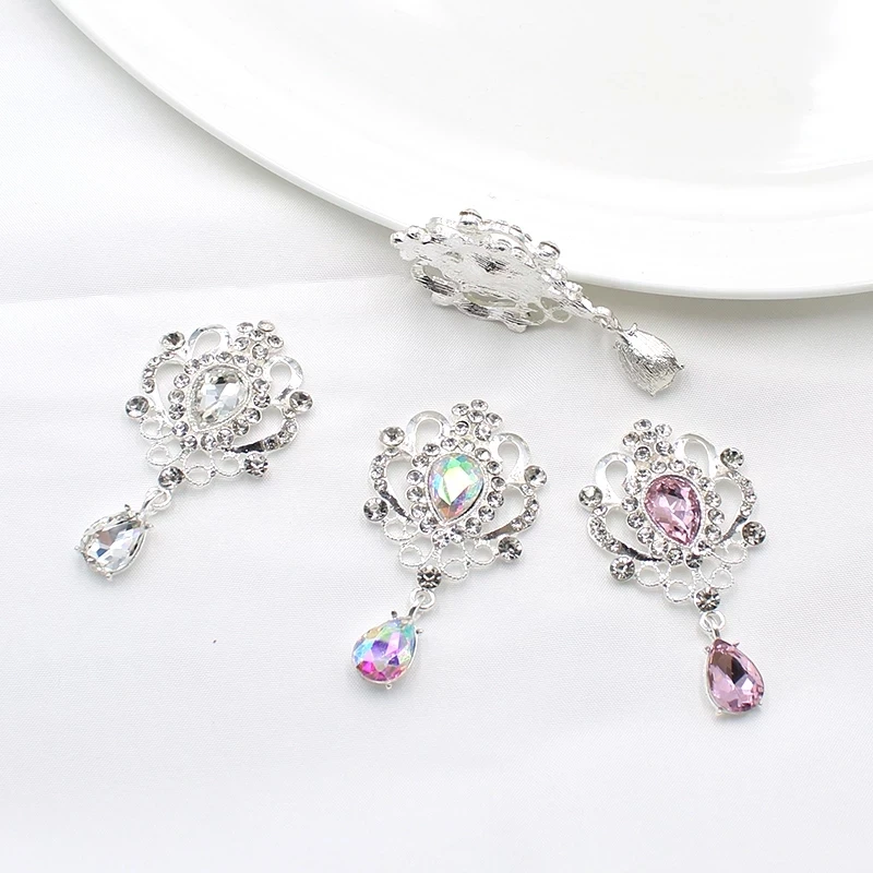 10pcs/lot 32*62MM for Needlework Rhinestone Button Hair Manualidades Accessories Diy Flat back Brooch Jewelry Accessories