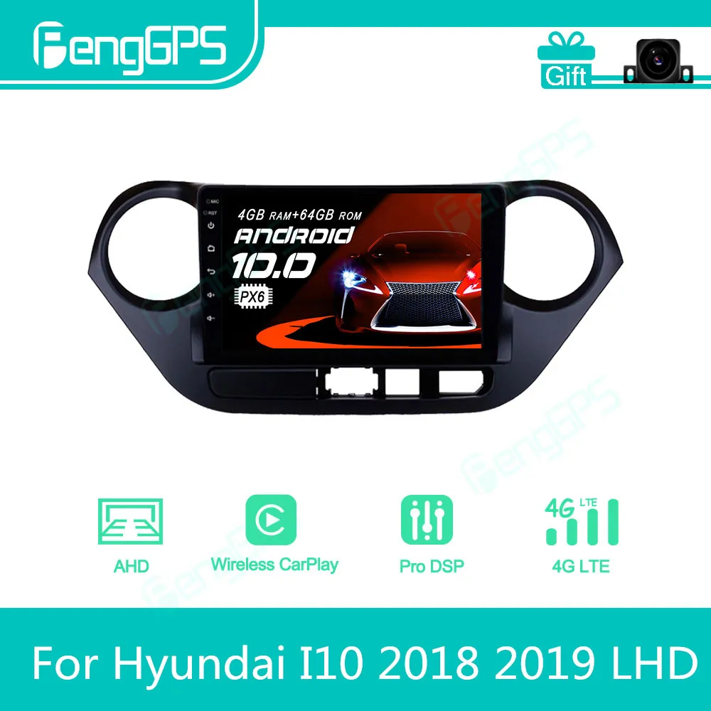 For Hyundai I10 2018 2019 LHD Android Car Radio Stereo Multimedia Player 2 Din Autoradio GPS Navigation PX6 Unit Screen Display