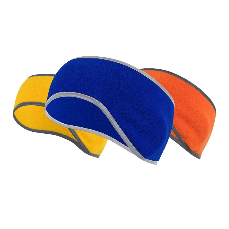 Outdoor Soft Ear Warmer Headband Wholesale Elastic Winter Reflective Strip Plain Fleece Headband