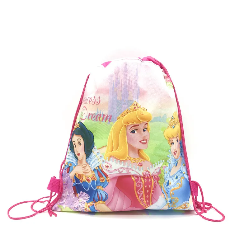 8/16/24/50PCS Six Princess Snow White Disney Drawstring Bags Travel Pouch Belle Cute Bag Cinderella School Backpack Portable