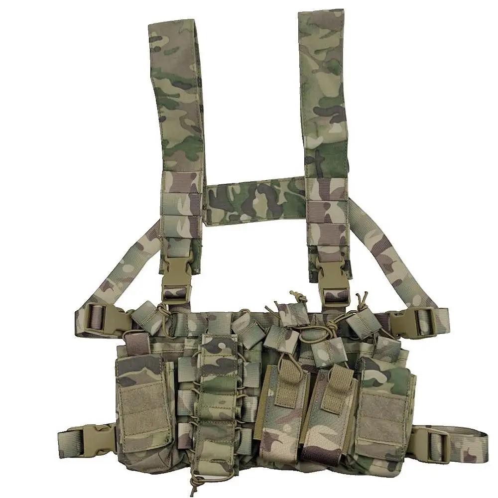 Tactical Chest Rig Bag Radio Harness Front Pouch Holster Military Vest Rig Bag Adjustable Functional Two Way Radio Waist Pouch