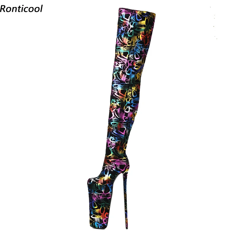 

Ronticool New Women Platform Over The Knee Boots Unisex 30 Cm Stiletto Heels Round Toe Gorgeous Cosplay Shoes Plus US Size 5-18