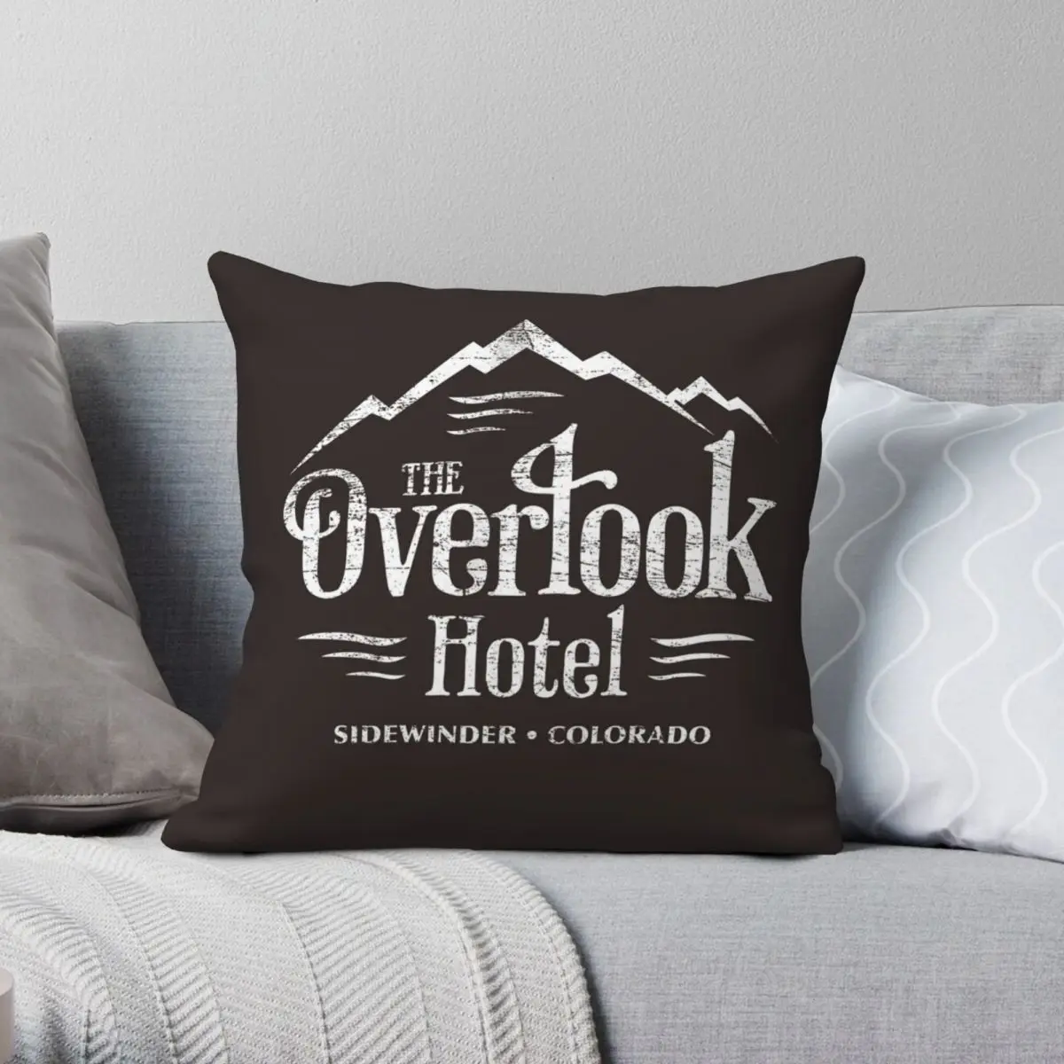 The Overlook Hotel Worn Look Square Pillowcase Polyester Linen Velvet Zip Decor Pillow Case Sofa Seater Cushion Cover 18