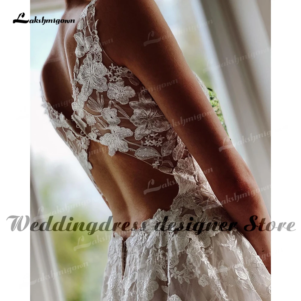 Sexy V Neck Wedding Dress Sheer Lace Bodice Sleeveless Bridal Gowns Womens Formal 2022 Bohemian Bridal Dress hochzeits kleid