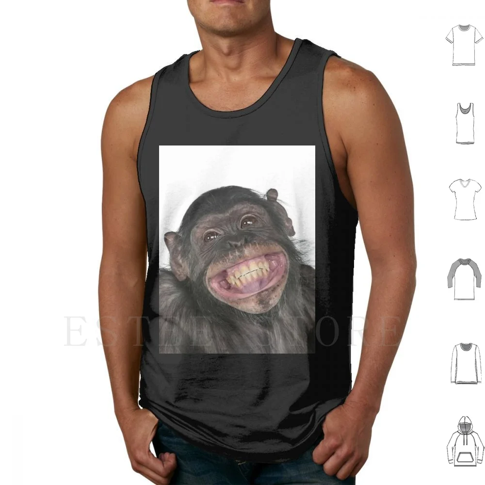 Happy Monkey Tank Tops Vest Happy Monkey Happy Monkey Smile Smiling Funny Perfect For Prank Prank Large Eyes Big Smile