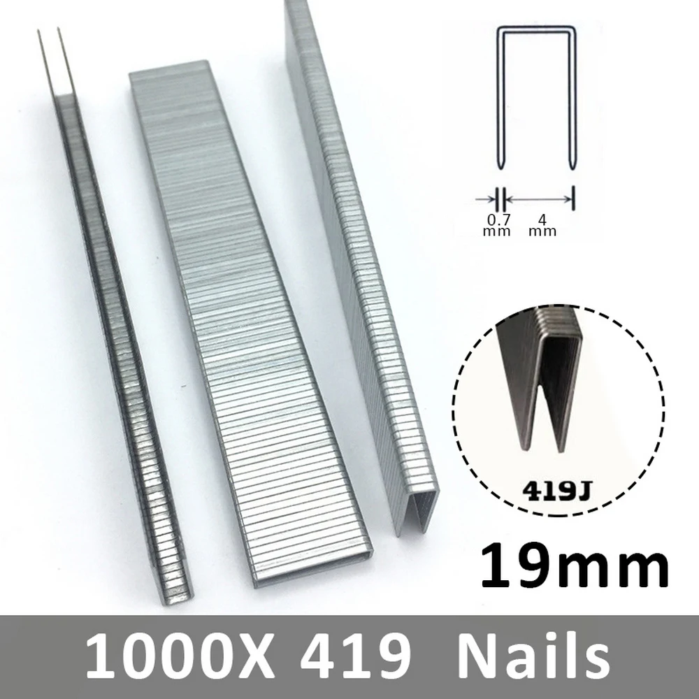 13/16/19/22mm Steel Nails 1000PCS U-shaped Code Nails For Staple Gun Stapler Furniture Wood Processing Woodworking DIY Tool