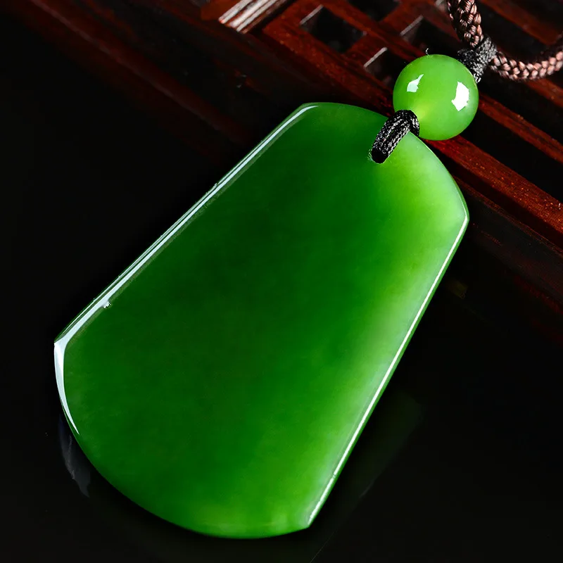 

Natural green jade pendant necklace square jade pendants necklaces for men women jadeite jade jewelry necklace women send chain