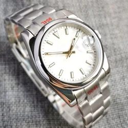 36/39mm Automatic Men's Watch White Palm Dial Sapphire Glass Bracelet 24 Jewels NH35 Movement Polished Bezel