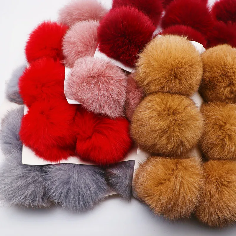 Real Mink Fur Pompom For Hats 9cm Natural Fox Fur Pompoms Balls Flutty Animal Hair Pompon Diy for Garment Sewing Supplies