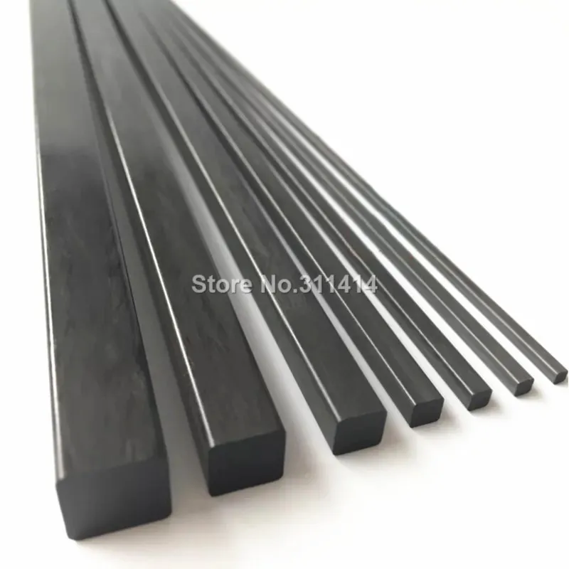 4pcs 5pcs Pultruded Square Solid Carbon Fiber Rod CFR Rods OD 2mm 2.5mm 3mm 4mm 5mm 6mm 8mm 10mm Length 500mm