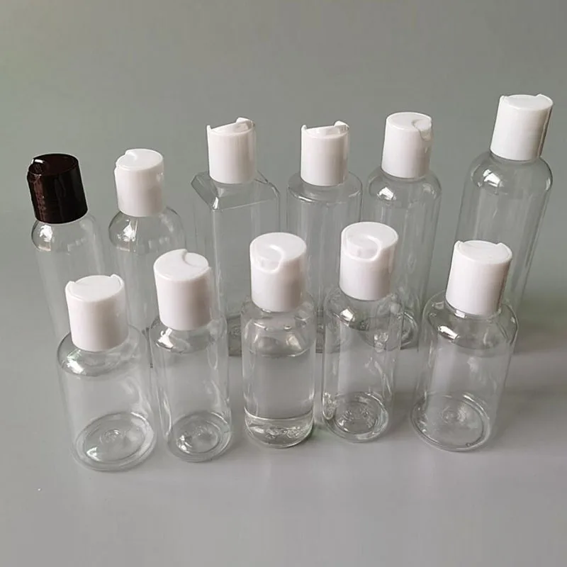 

50pcs 30ml 50ml 60ml 100ml Plastic PET Clear Cosmetic Emulsion Bottles Travel Makeup Lotion Vials Liquid Refillable Containers