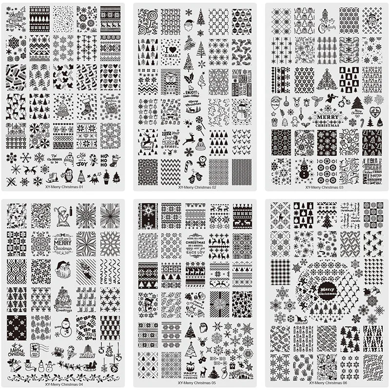 Kimcci Christmas series Nail Stamping Plates Snowman Image Stainless Steel Nail Art Manicure Templates for Nail Decorations