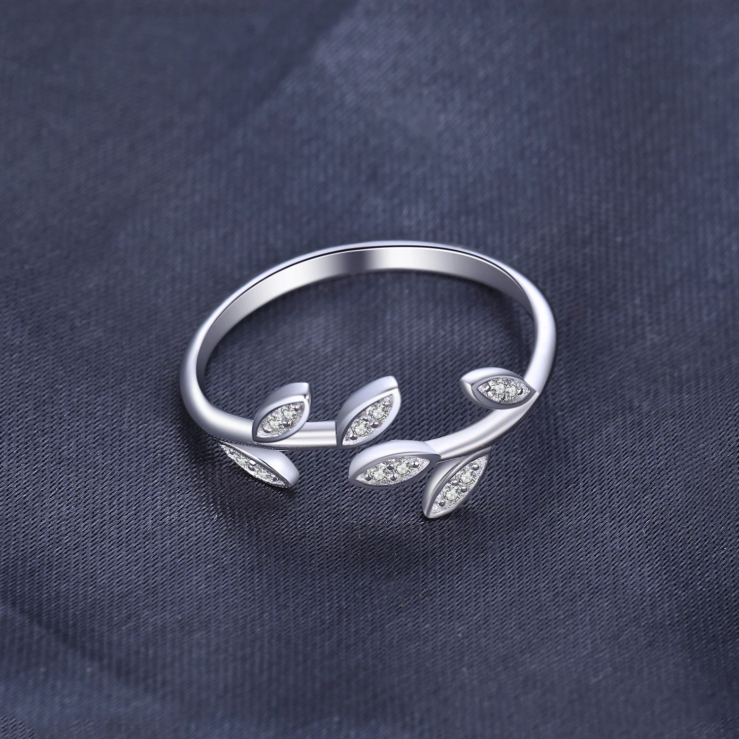 JewelryPalace Olive Leaf Cubic Zirconia 925 Sterling Silver Open Adjustable Ring Cuff for Women Yellow Gold Rose Gold Plated