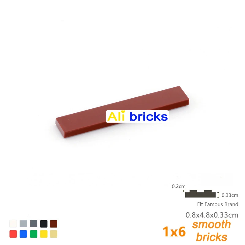 50pcs DIY Building Blocks Smooth 1x6 Figure Bricks 11Colors Educational Creative Toys for Children Size Compatible With Brand