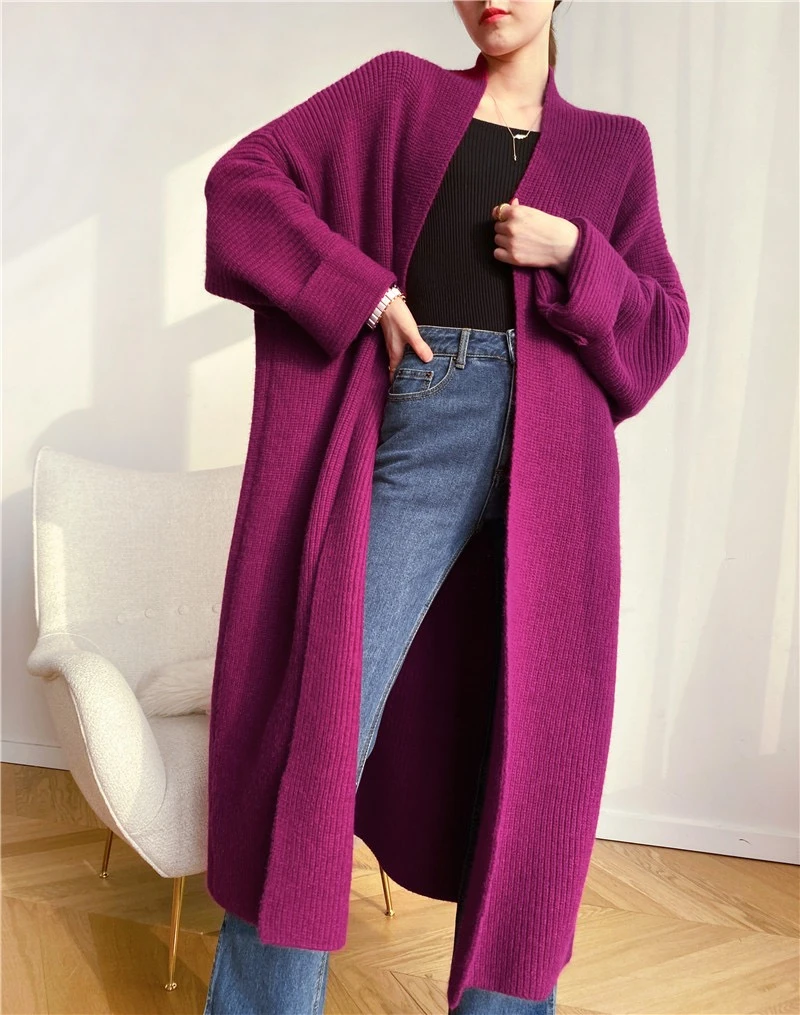 LMQ NEW 2020 Fall Winter Women Long Warm Wild Loose Knitted Cardigan Ladies Elegant Oversize Sweaters Fashion Thick Coat