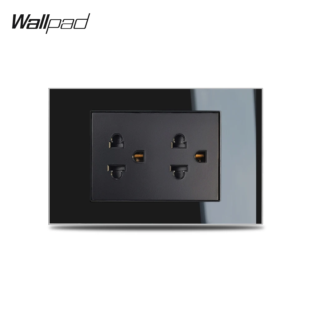 118*75mm Black 2 US Socket Wallpad L3 Crystal Glass Frame  AC Japan Canada Philippines Thailand Plug Wall Charger