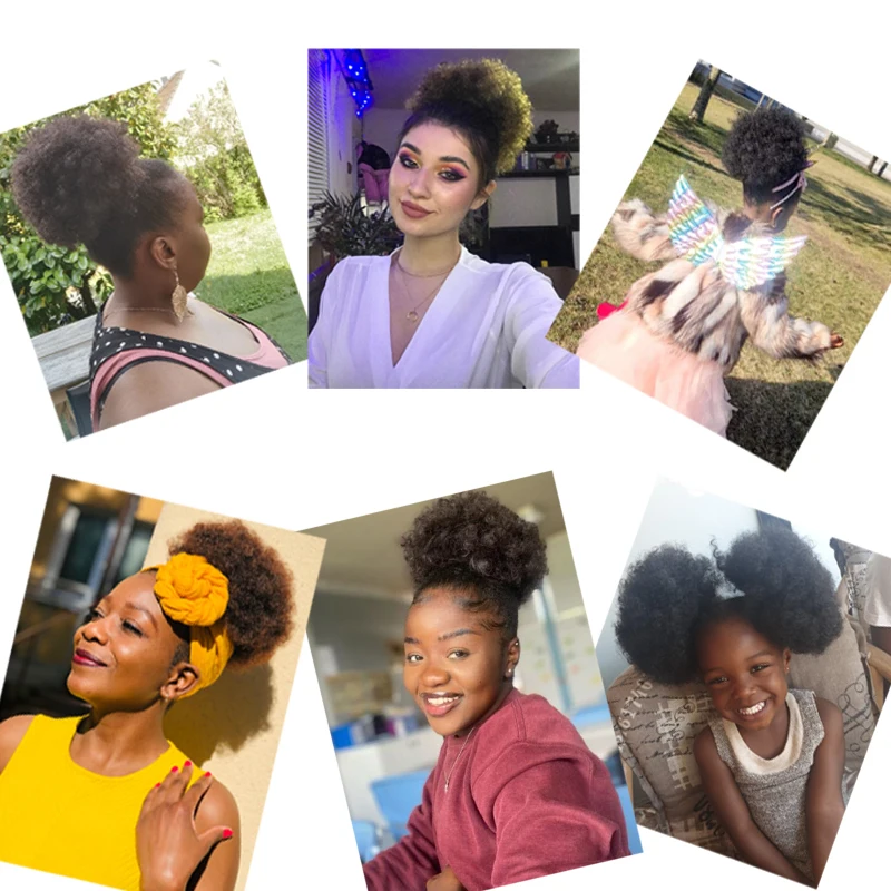 Alileader – Extensions de cheveux synthétiques, postiche crépus, queue de cheval courte, postiche Afro courte