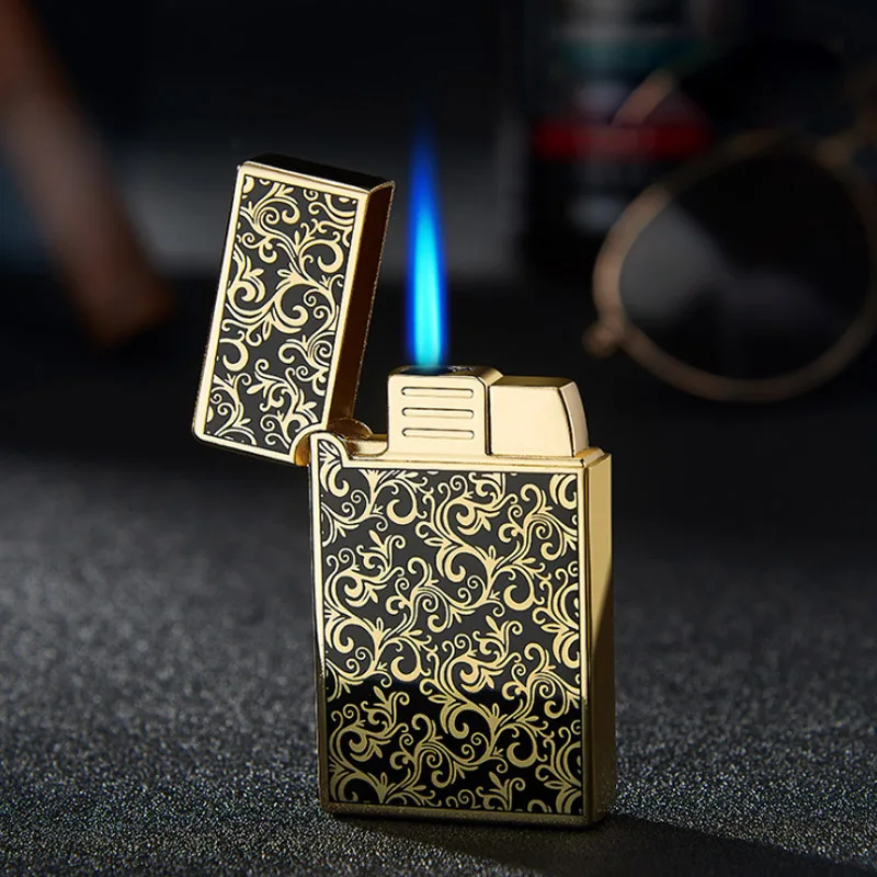 Ping Sound Turbo Compact Butane Jet Lighter Torch Metal Cigarette Lighters Gas 1300 C Windproof Petrol Lighter