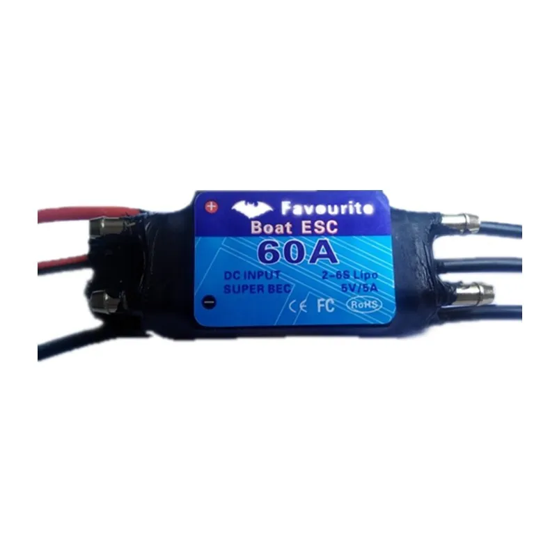 FVT 60A (2-6S) BEC 5V/5A Perahu Tahan Air ESC untuk Seri Hiu Laut Marine Brushless ESC