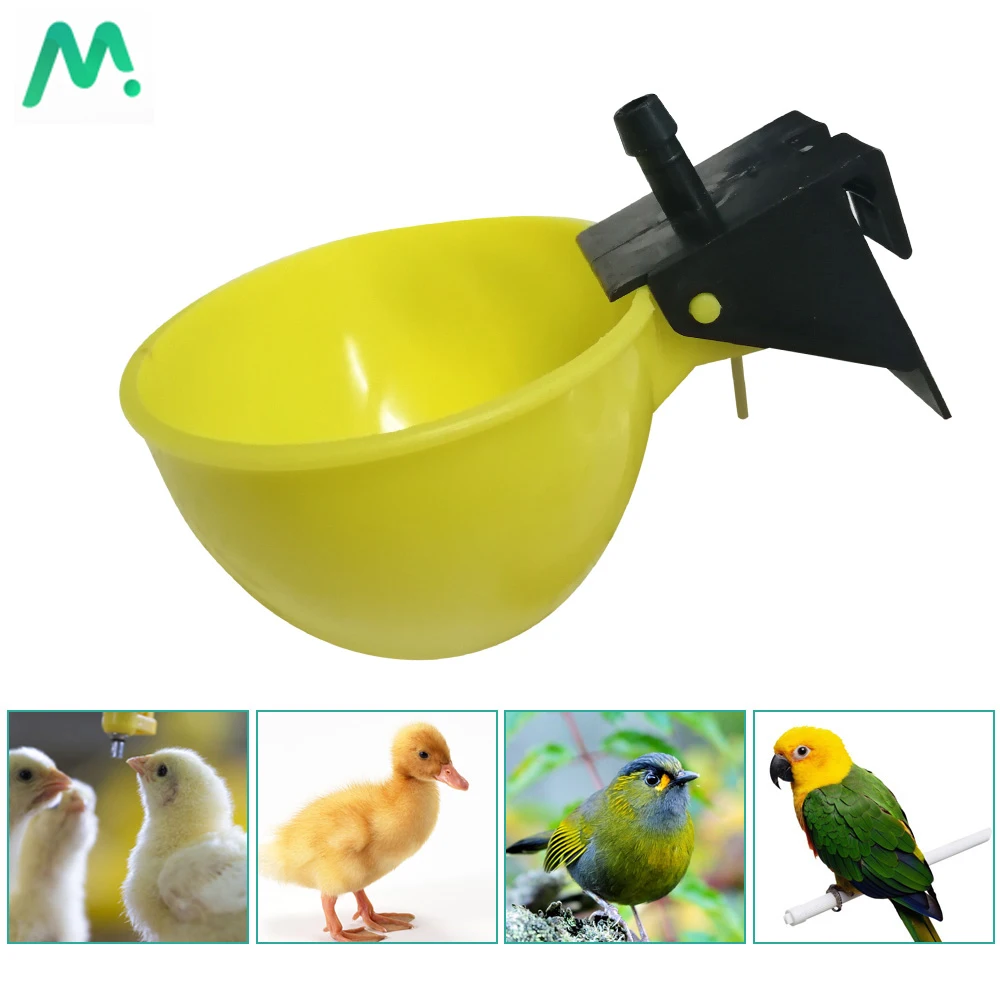 10Pcs Chicken Drinking Bowls Quail Waterer Automatic Chicken Drinker Yellow Cups For Bird Pigeon Poultry Water Drinking Fountain