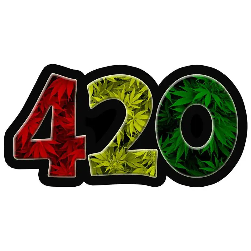 RuleMyLife 13.5CMX6.9CM 420 Weed Leaf Leaves Dank Funny Reflective Car Stickers Motorcycle Decals C1-6074