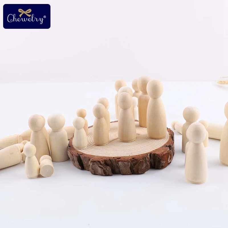 Bonecas Peg de madeira para crianças, artesanato DIY, brinquedos artesanais, decoração do berçário, branco, mulheres e homens, 5 unid por lote, 75mm, 90mm