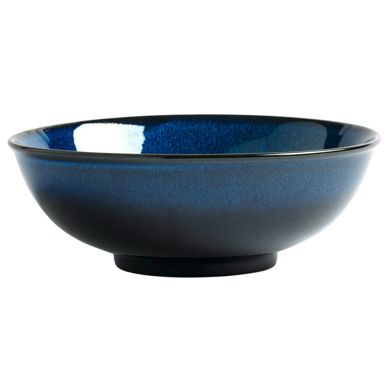 KINGLANG Single Japanese Blue kiln glazed ceramic tableware set rice bowl plate spoon Udon Ramen soup bowl dish