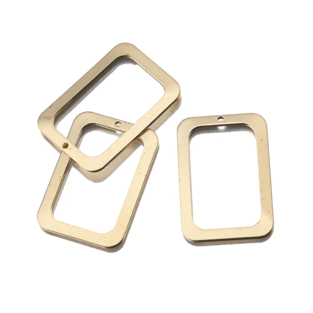 10Pcs Raw Brass Rectangle Hollow Out Frame Earrings Pendants Charms Resin Bezel Mold Diy For Jewelry Necklace Making Accessories