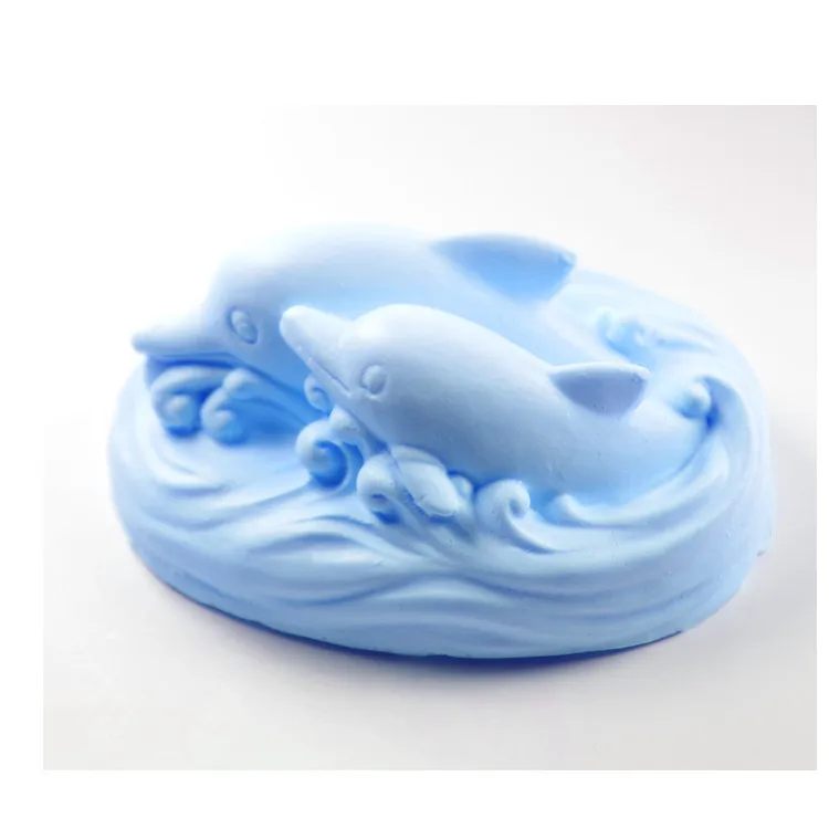 

3D Two little Playing Dolphins Handmade Soap Silicone Mold DIY soap mold