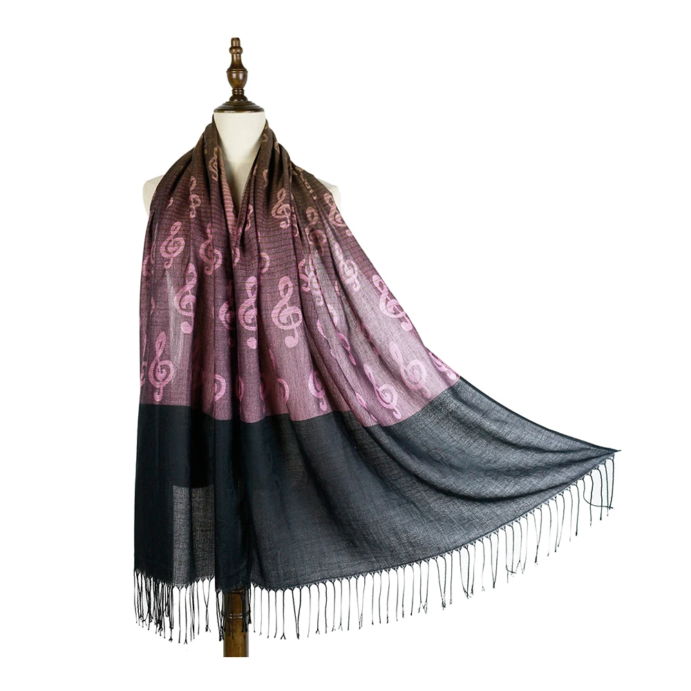 Scarf Women Luxury Winter Feminino Music G-Clefs Jacquard Fashion Pashmina Shawl Wide Wrap Woven Bandana Tippet