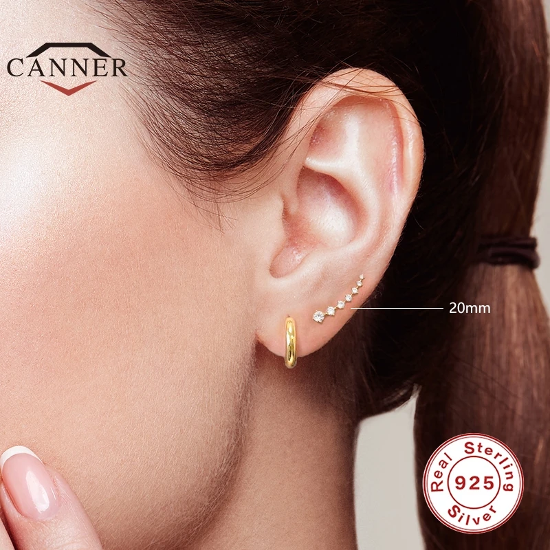 CANNER orecchini in argento Sterling 925 con 7 diamanti lampeggianti per donne coppie regalo Piercing orecchini gioielli Pendientes Brincos