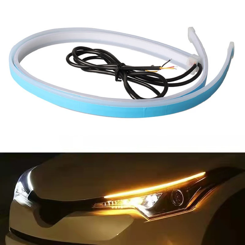 1PCS Car led DRL Daytime Running Light Strip Waterproof 30cm 45cm 60cm Flexible Soft Tube Guide Headlight LED Strip Lights