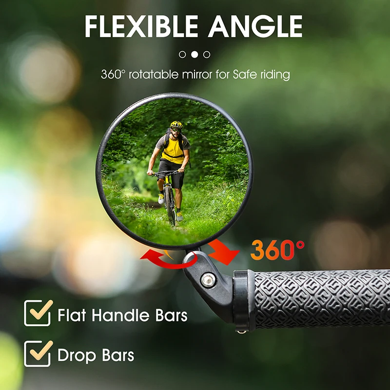 WEST BIKING 360 Rotate Bicycle Rearview Mirror Safety Cycling Rear View Mirror Bike Accessories For MTB Bike Handlebar Mirrors