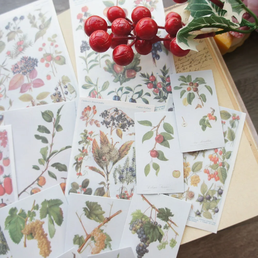 58pcs Mix Size Wild Berries In Winter Style Paper Sticker Scrapbooking DIY Gift Packing Label Decoration Tag