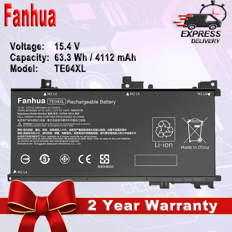 Fanhua 15.4V TE04XL Pin Dành Cho Laptop HP Điềm 15-AX200 15- AX210TX AX218TX AX235NF AX243DX AX250WM Pavilion 15-BC215TX BC218TX