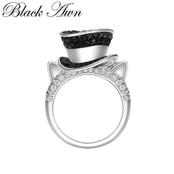 BLACK AWN 2022 New Silver Color Jewelry Cat Hat Ring For Women G099