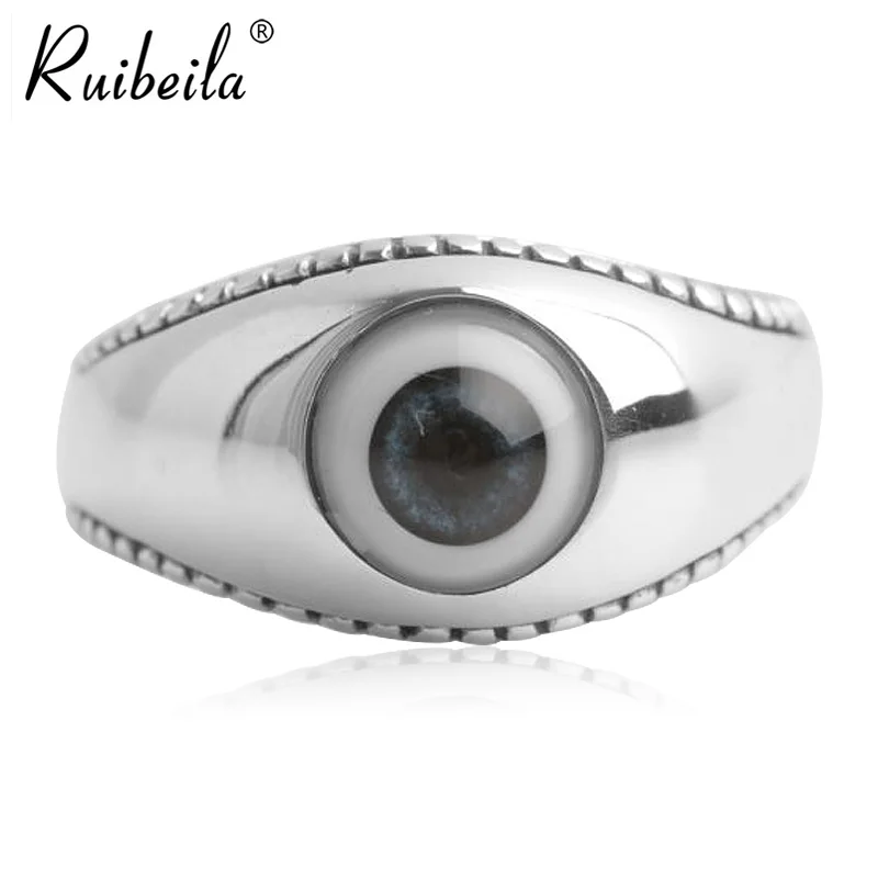 Ruibeila925 argent rétro yeux globe oculaire ouverture anneau personnalité hommes et femmes taille réglable bijoux cadeau anneau