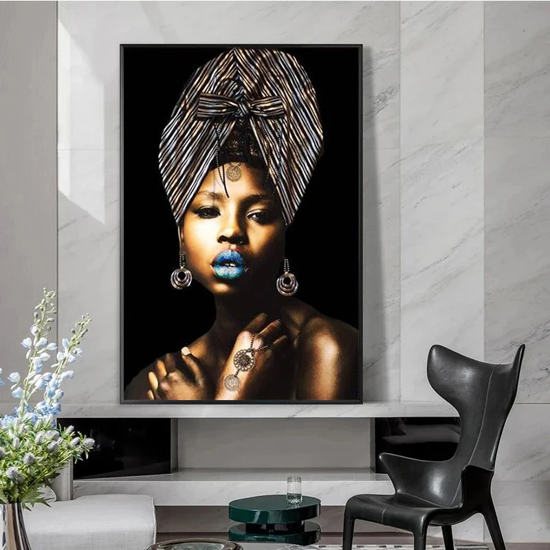 

African Wall Art Poster And Prints Elegant Black Women Canvas Painting Modern Pop Living Room Decoration Wall Paintings