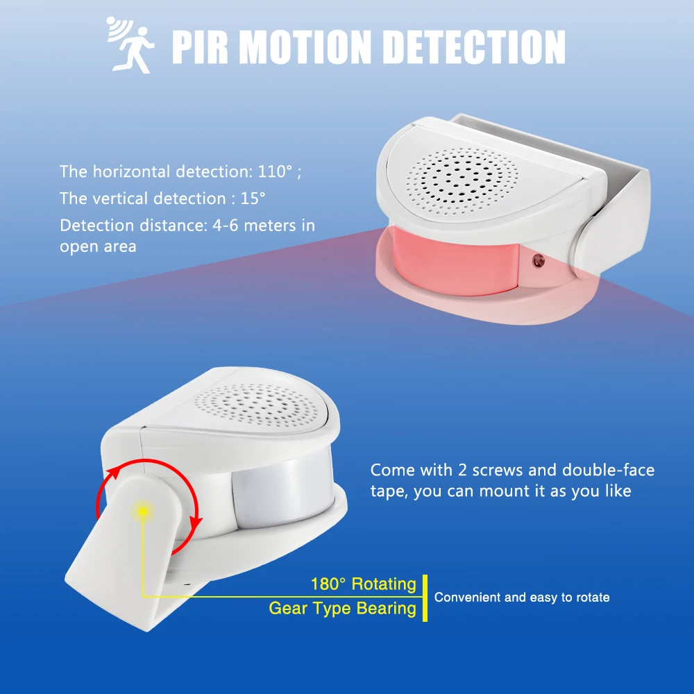 Imagem -03 - Kerui-sensor de Movimento Pir sem Fio Campainha Campainha Assaltante m5 para Escritório e Segurança Doméstica Loja e Exposição Alerta 32 Músicas Chime Alarm